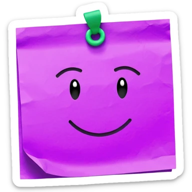 purple post-it note with green checkmark sticker