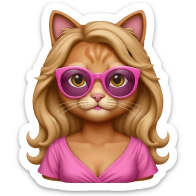cat long curling hair in drink holders with sunglasses dikkine dress sticker