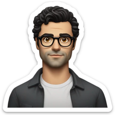 young oscar isaac with glasses and clean shaven thin face sticker