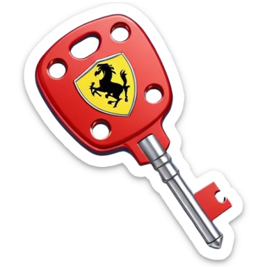 red Ferrari key with a blue background sticker