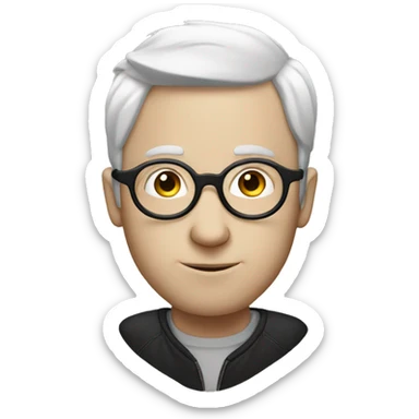 White guy with circle glasses and side part Poetry writing  sticker