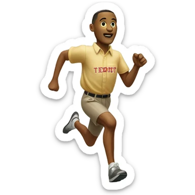 Forrest Gump running, with a large stride and arms outstretched sticker