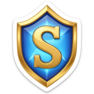 Create a custom emoji badge featuring a stylized letter “S”. Style it after the Challenger rank from League of Legends. Use gold & sapphire blue colors, radiant glow effects, and a majestic, high-prestige frame and elite aura.
 sticker
