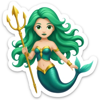green aqua coloured siren trident sticker