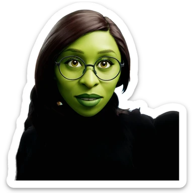 green-skinned girl with glasses sticker