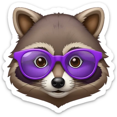 Raccoon with purple glasses sticker