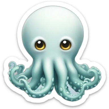 cute white kraken with cute face shy  sticker