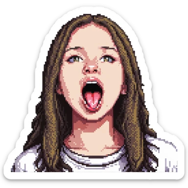 teen girl sticking out her tongue sticker