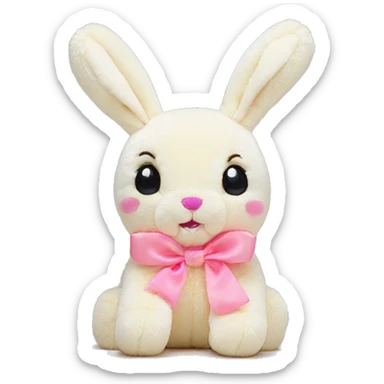 cream bunny jellycat with pink bow and pink nose sticker