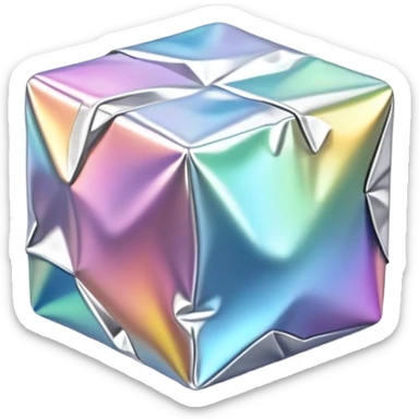 Iridescent tin foil cube sticker