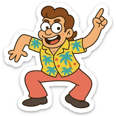 Make Shimmy Jimmy jiggle side to side, as if dancing, keep cartoon style and energetic expression, lively movement emphasized in chibi stickers style. sticker