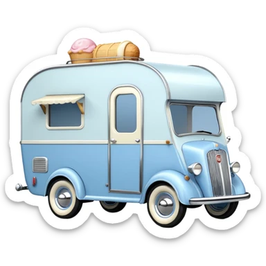 hot rod ice cream caravan,1935 fiat trailer,pearl blue  sticker