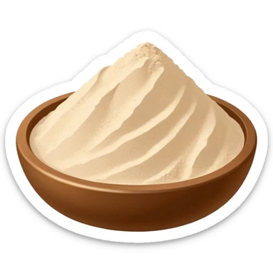 protein powder small heap finely milled beige or light tan smooth fluffy texture uneven surface optional scoop partly buried no shaker jar or branding soft lighting emoji scale sticker
