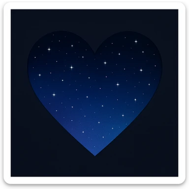 a heart with a night sky gradient and tiny stars scattered, midnight theme sticker