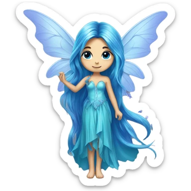 Beautiful,blue flower, fairy, blue, turqoise, silver, purple, long hair, big wings sticker