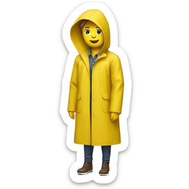 A mannequin wearing a yellow raincoat sticker