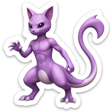 Skitty-Mewtwo-Fakémon-hybrid-creature (full body)  sticker