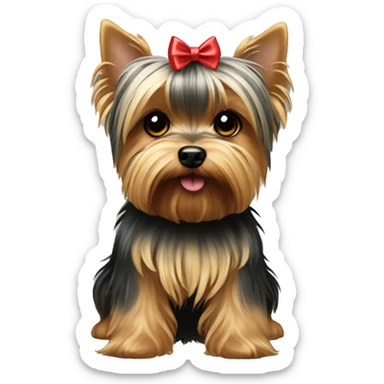 Yorkshire terrier with bow sticker