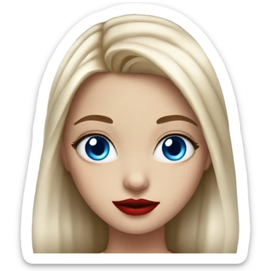 Realistic girl, blue eyes, red lipstick and fantastic  sticker