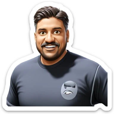 smiling man in black shirt sticker