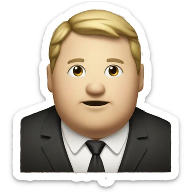A white fat man, with black tophet and an iPhone sticker