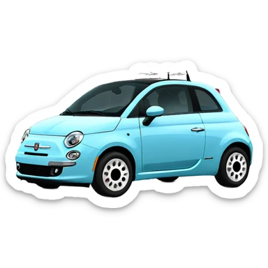 Light blue 2015 Fiat 500 with eyelashes sticker