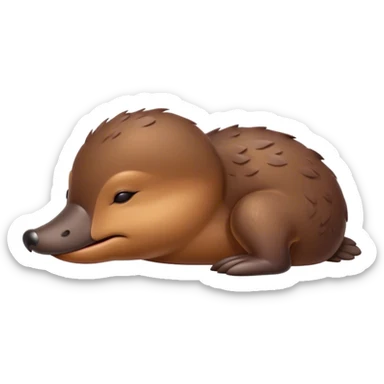 Meme-Worthy Cute Sleeping Platypus Portrait Emoji, Head resting peacefully with a contented smile, showcasing a unique, streamlined build and a luxuriously soft brown fur, eyes shut in a serene, restful float, Simplified yet hilariously adorable features, highly detailed, glowing with a soft, drowsy light, high shine, relaxed and utterly lovable, stylized with an air of playful laziness, bright and heartwarming, soft glowing outline, capturing the essence of a comically sleepy platypus, so meme‐worthy it feels like it could instantly become the next viral sensation of adorable slumber! sticker