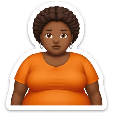 obese black woman with orange shirt sticker