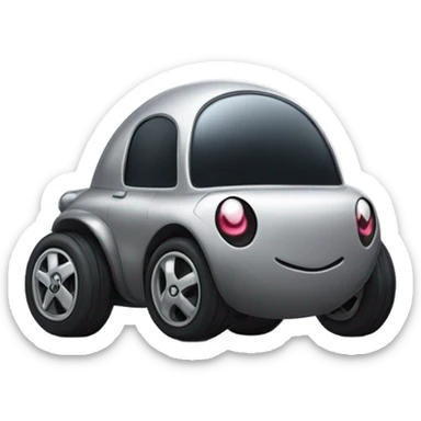 Metal cute black eyes Kirby ball driving on 4 car wheels sticker