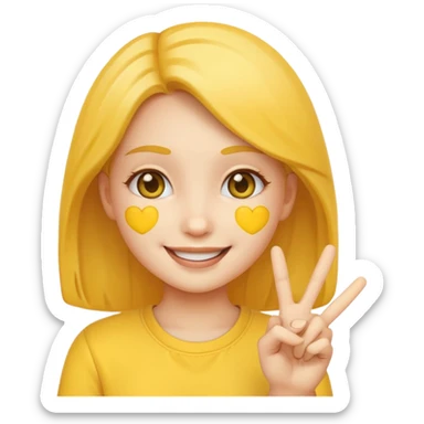 cute girl emoji, with a peace sign sticker