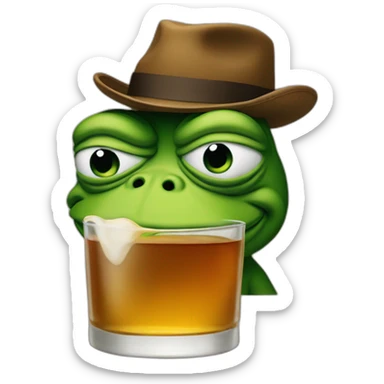 Pepe the frog with a whiskey sticker