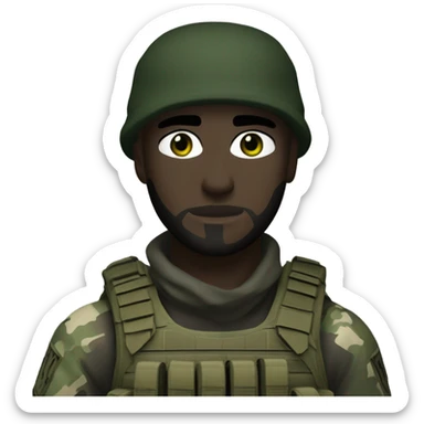 white male, pale skin, call of duty dark mask, green camo tactical gear, combat boots, black beanie, hazel eyes sticker