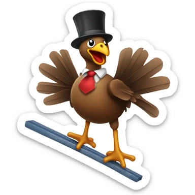 turkey jumping on a pogo stick wearing a tie sticker