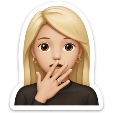 😶✊ the mouth is cover of a hand but pls flip the hand sticker