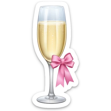champagne glass with a pink ribbon on it sticker