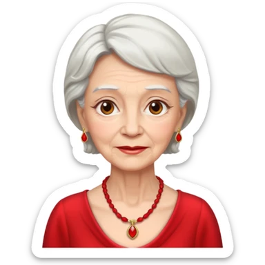 elderly woman with red dress and red necklace  sticker