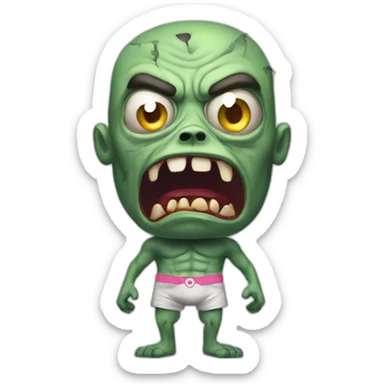 angry zombi wearing an underpants hyperrealistic sticker