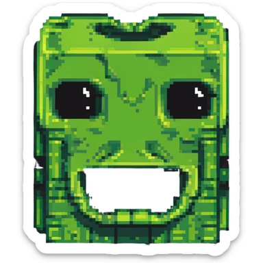 blocky pixelated Minecraft creeper face emoji, less realistic sticker