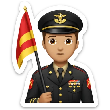 souldier caryying white,black,red,yellow flag sticker