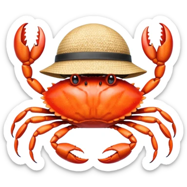 a crab with a hat with written "CARBONFACT" on it sticker