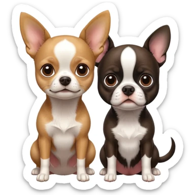 A Chihuahua and a Boston terrier next to eachother ￼ sticker