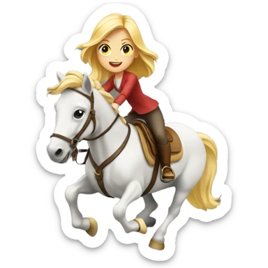 fille blonde qui saute un obstacle a cheval sticker