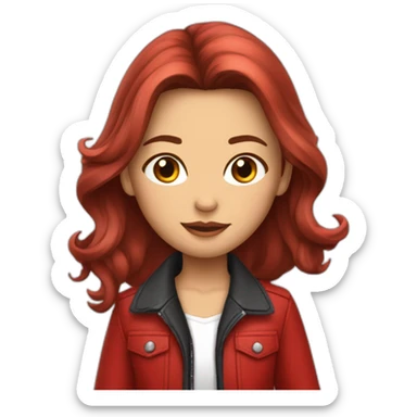 Fille cheveux cour et rouge avec veste rouge ouverte sticker