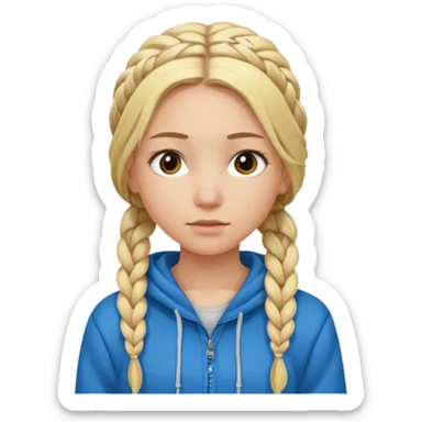 hoodie blonde girl with braided hair sticker