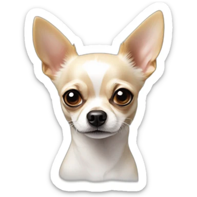 retrato delineado de perrito chihuahua lineas delgadas ojos coloreados en color blanco sticker
