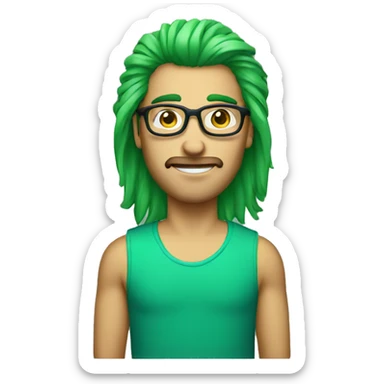 a guy with a green mullet and glasses sticker