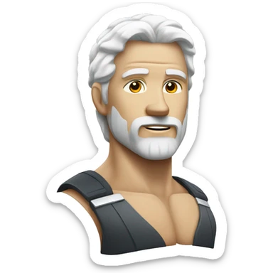 Bionic man muscly with white hair and beard  sticker