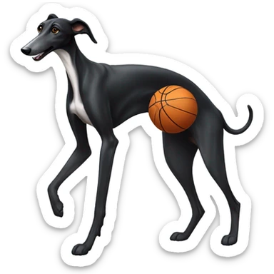 Black greyhound playing basketball sticker