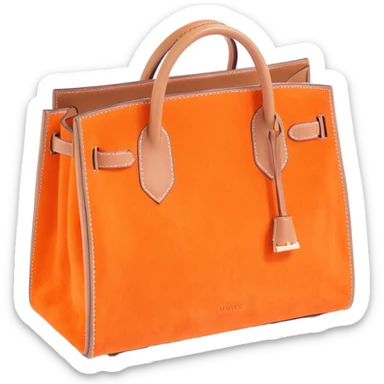 single dice, 3D, brown camel suede texture, Hermès orange pips, luxury style, no text sticker