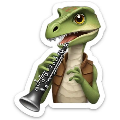 Velociraptor playing a recorder sticker